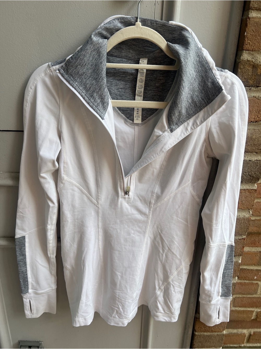 lululemon athletica White and Heather Gray Quarter-Zip Pullover